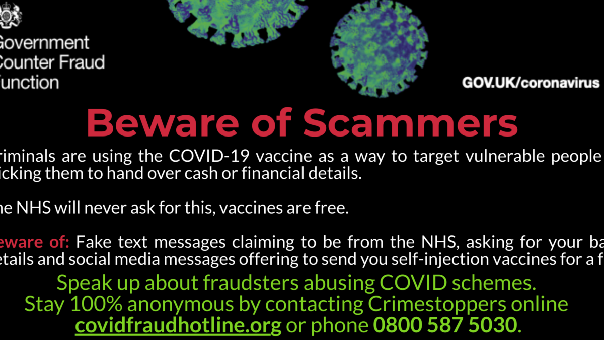 Be aware of COVID-19 Vaccine Fraud